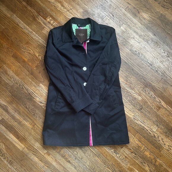 COACH Navy Blue, Fully Lined, Trench/ Car Coat SZ M - Picture 4 of 5